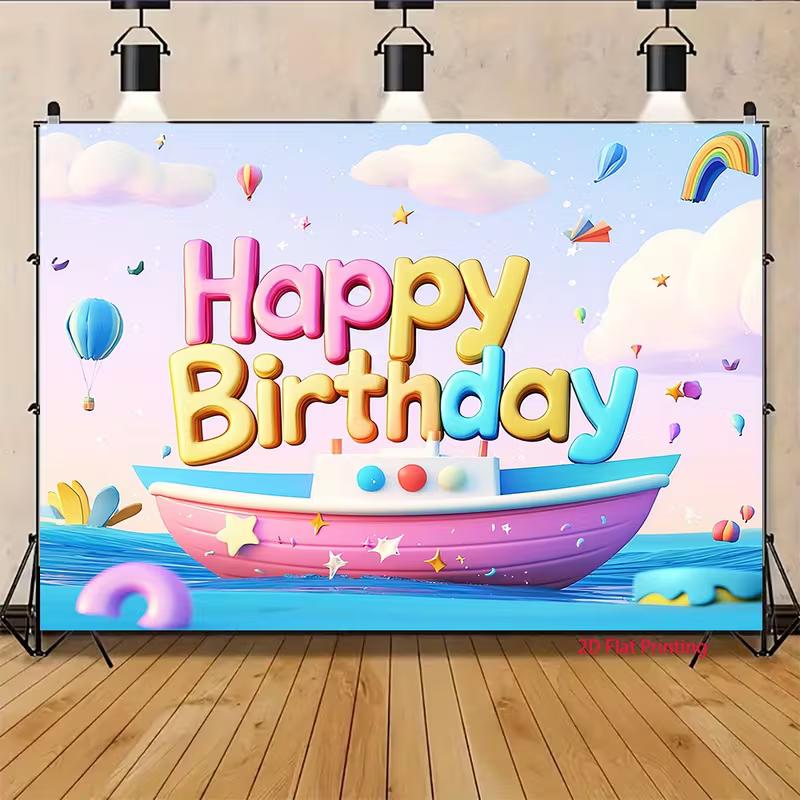 2D Nautical Backdrop for Boat Adventure Themed Birthdays, Toddler Sailor Parties