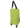 Foldable Shopping Cart with Wheels Multifunctional Fabric Storage Bag Portable Shopping Bag Green