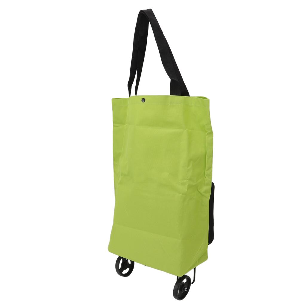 Foldable Shopping Cart with Wheels Multifunctional Fabric Storage Bag Portable Shopping Bag Green