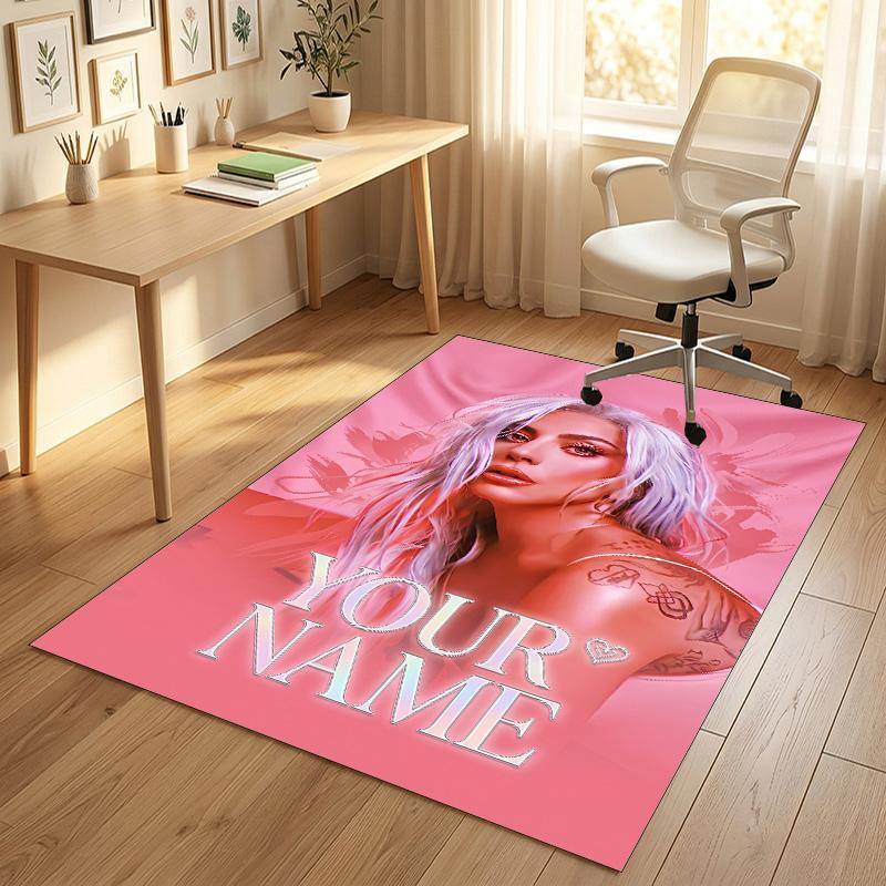 Personalized Crystal Velvet Carpet,Lady Gaga Custom Printed Name, Plush Area Rug For Home Indoor Decor