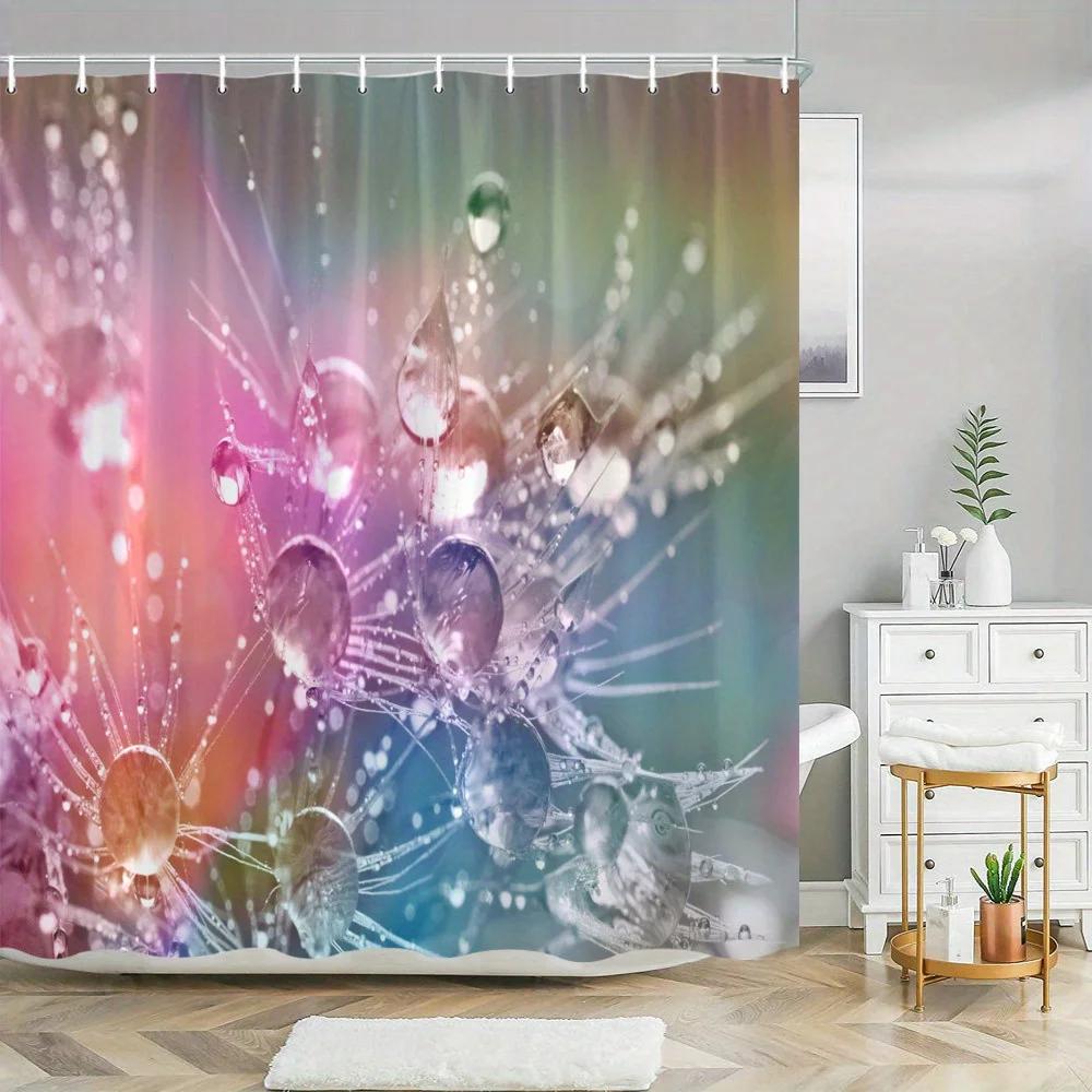 

Rainbow Dandelion Shower Curtain - Dreamy Pastel Gradient, Ethereal Seed Head Pattern, Vibrant Modern Bathroom Decor W60H190(CM)-1 Pcs
