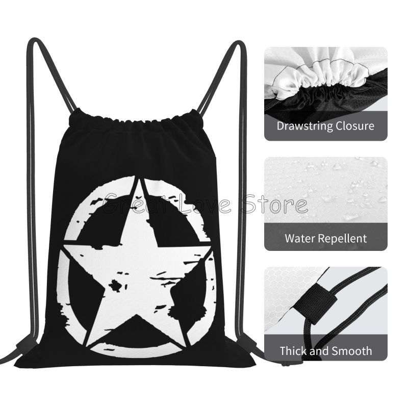 Custom Military Tactical Skull Star Drawstring Backpack Bags Women Men Lightweight Gym Sports Sackpack Sacks for Training