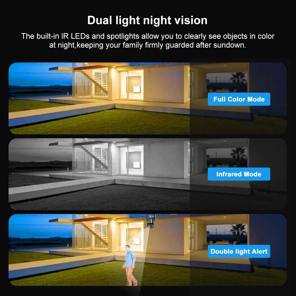 10K 20MP WiFi IP Camera 20X Zoom Four Lens Three Screen PTZ Cameras Outdoor 16MP 8K Video Surveillance Cam CCTV Security Camera