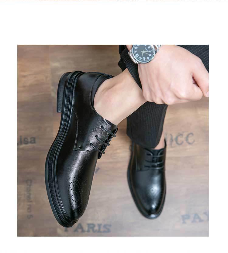 Men's Brogue Leather Shoes - Carved British Style for Spring/Autumn, Suitable for Business, Casual, and Wedding Events.