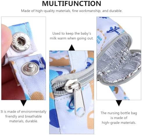 Insulated Baby Bottle Bag Cotton Aluminum Foil Portable Thermal Bag for On-the-Go and Stroller Gray 18 x 8 cm