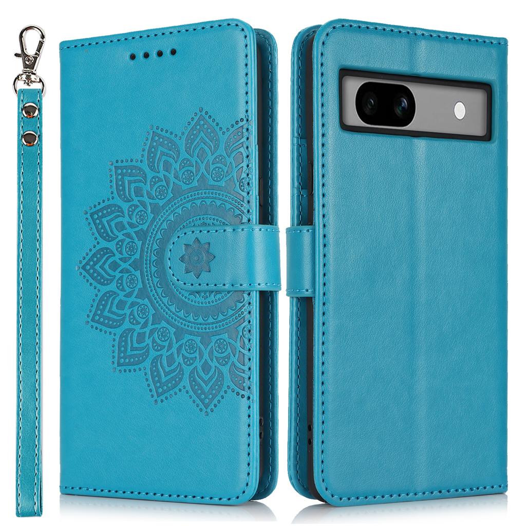 For Google Pixel 7a Case Textured Leather Wallet Phone Cover with Strap