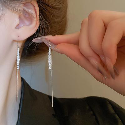 Long Tassel Chain Dangle Earrings for Women Imitation Zircon Earring Jewelry Accessories