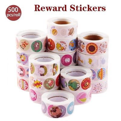 500 יח'\גליל מדבקת פרס קריקטורה חמודה מורה עידוד תלמיד תוויות עגולות בעלי חיים צעצועי מדבקת נייר מכתבים
