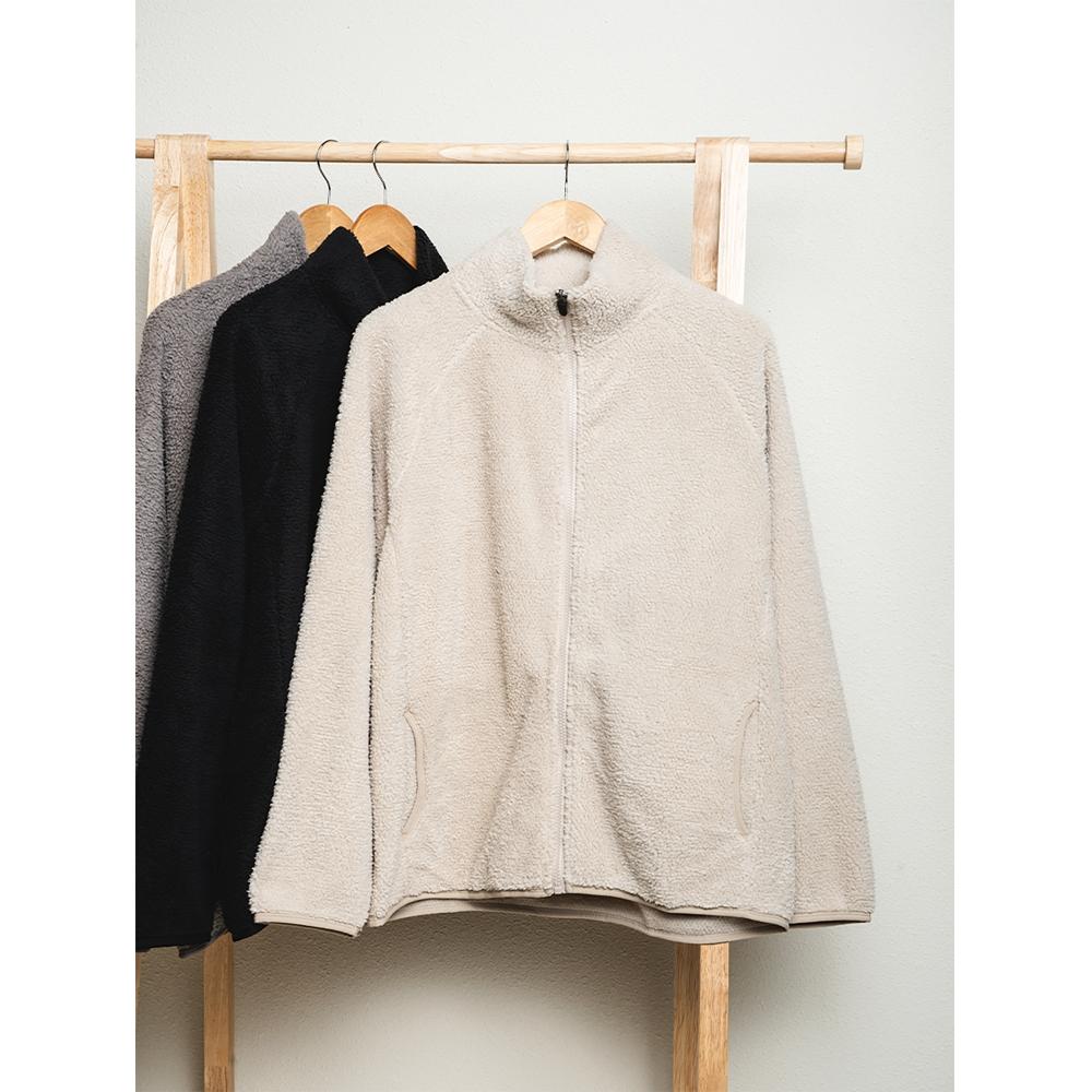Daiso Fluffy Long Sleeve Fleece Zip Up Xl blacks