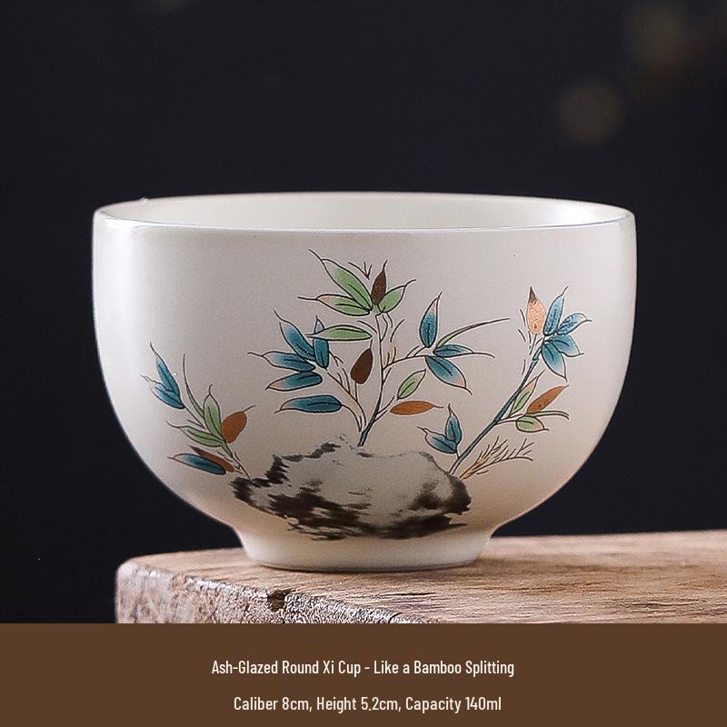 Cross-Border Ceramic Ash Ink Wash Landscape Tea Cup - Custom Logo