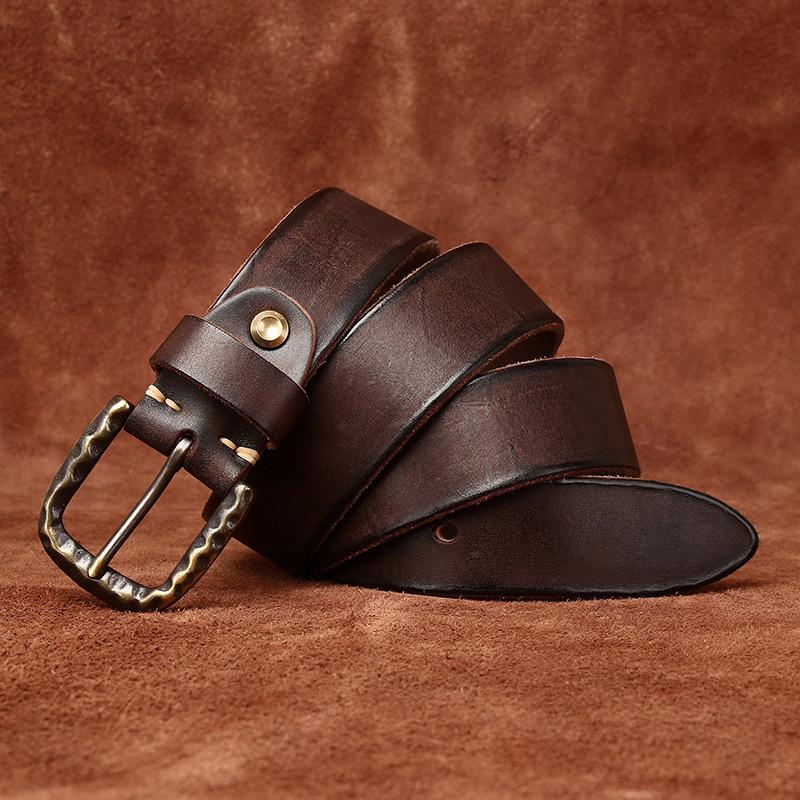 Men's Belt Retro Washed Retro Style Personality Trendy Thickening Genuine Cattlehide Leather Surface All-Match Jeans Belt