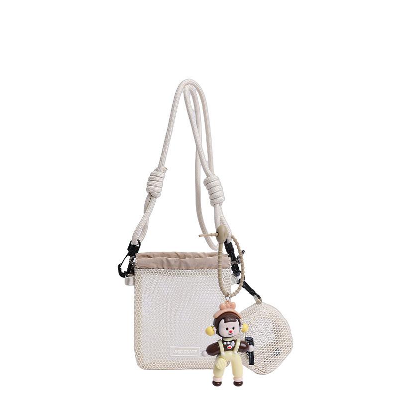 

Сладкая маленькая свежая сумка для мобильного телефона женская 2025 лето новая полая сумка через плечо кроссбоди сетчатая портативная сумка-ведро