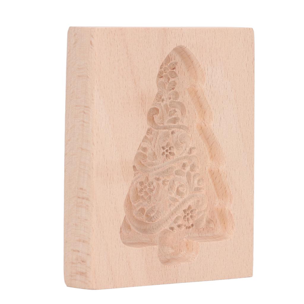Carved Wooden Cookies Cutter Mold Kitchen Gingerbread Biscuit Press Stamp Embossing Mould Christmas Tree Shape