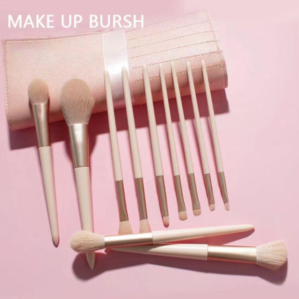 11pcs With Storage Bag Pink Makeup Brushes Set Soft-bristled Brush Foundation Brush Women