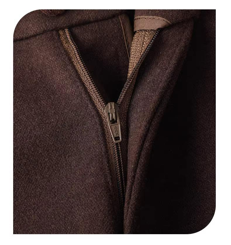 Beige Woolen Micro-Flare Pants for Women - Autumn/Winter 2024 Collection, Slimming Thick Cashmere for Petite Sizes.