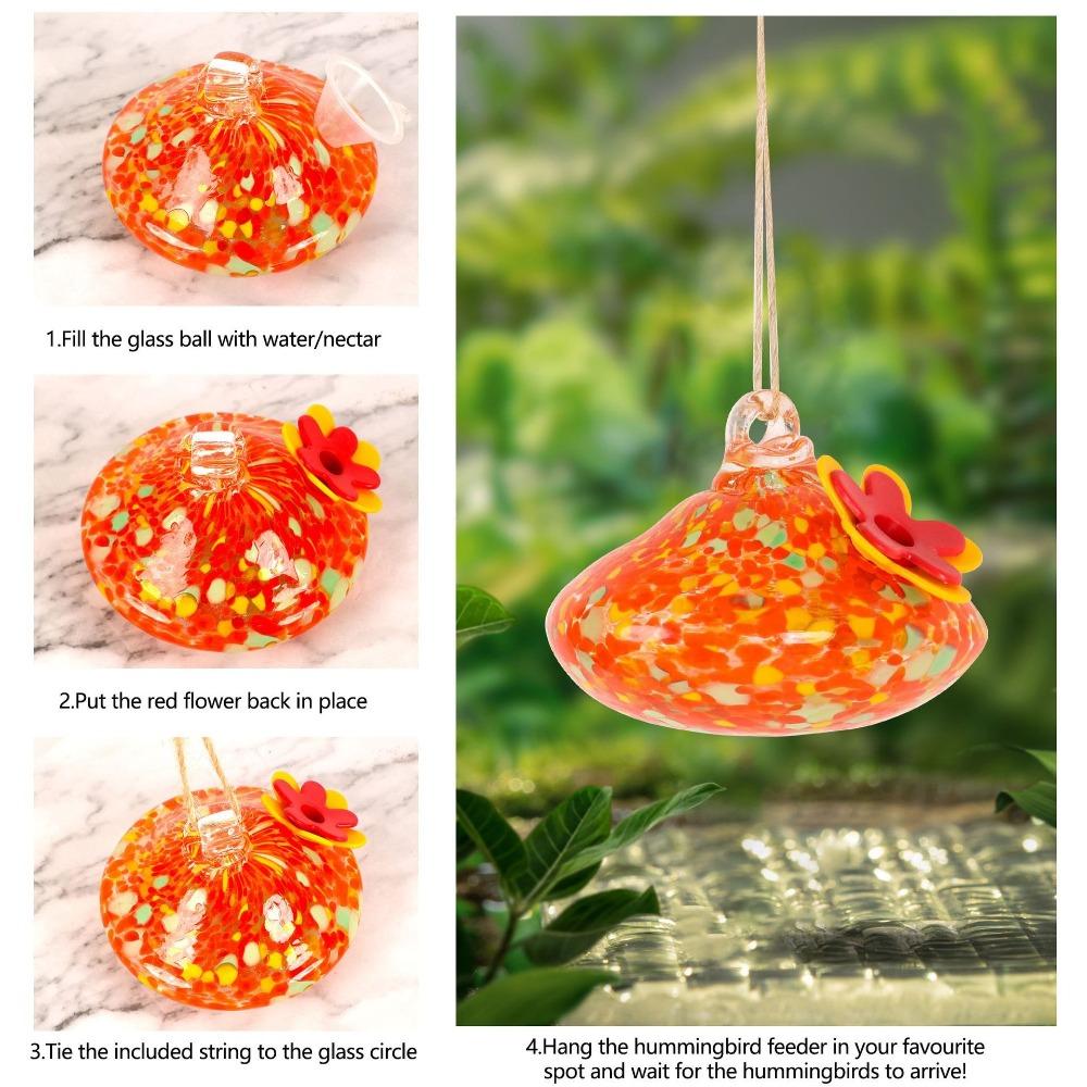 Droplet Shaped Bird Feeder Glass Ball Water Container Easy To Clean Hummingbird Feeder For Window