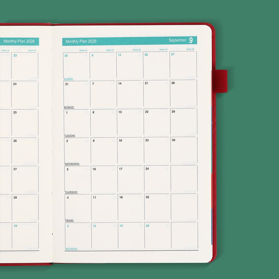 2026 A5 Textured PU Portable Agenda Book English Calendar Book Notepads Creative Daily Planner Reminder Desktop Date Calendar