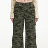 UNIFREE Women's Camouflage Low-Waist Flared Cargo Pants