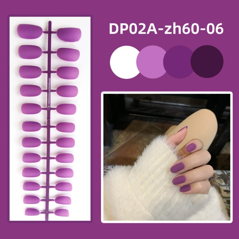 Wearable Short Round Head False Nails Detachable Press-on Nails New Solid Color Fake Nails  Women