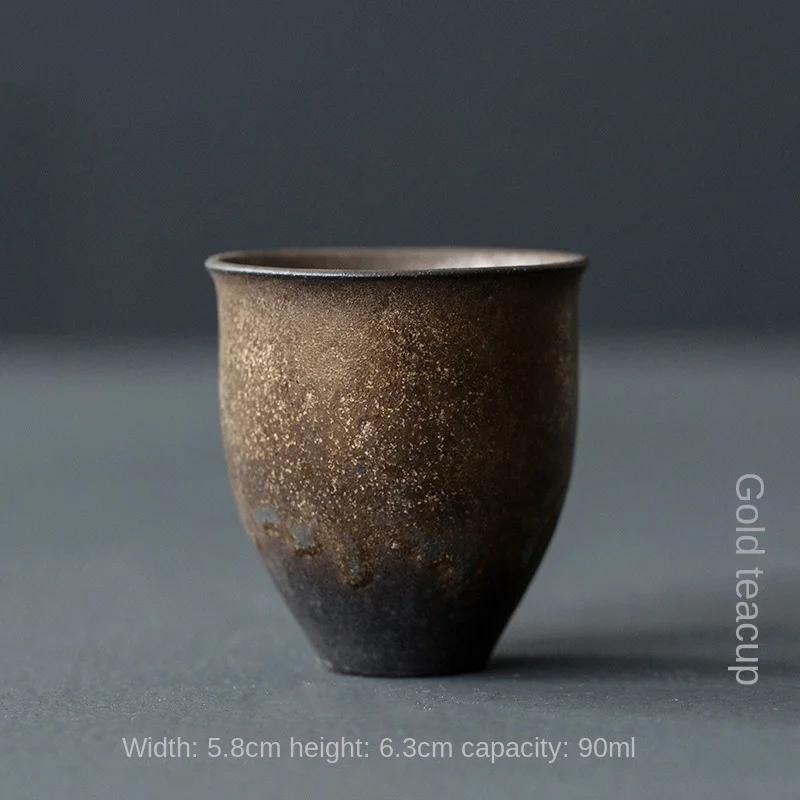 

Ceramic Cup Retro Gilding Stoneware Handmade Tea Tasting Cup Japanese Kiln Baked Tea Cup Tea Set Cup Master Cup Teacup Bowls 200ml