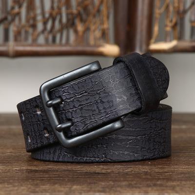 Retro Kişilik Trendi Çatlak Çift Pin Tokalı Kemer Erkek Deri Pin Tokalı Genç Kot Rahat Kemer Erkek