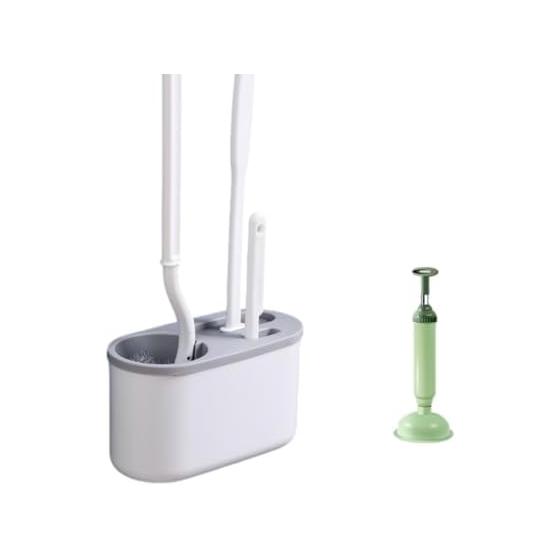 Toilet Brush, Wall-mounted, No Drilling Required, Strong Adhesive, Made of Silicone, Edge Only, Gap Cleaning, Three-in-one Set, Omnidirectional