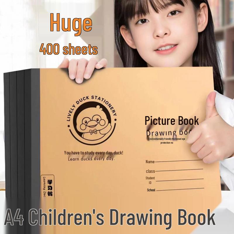 A4 Cowhide Cover Sketchbook for Kids and Students: Thick Pages, Ideal for Drawing, Painting, and Doodling.