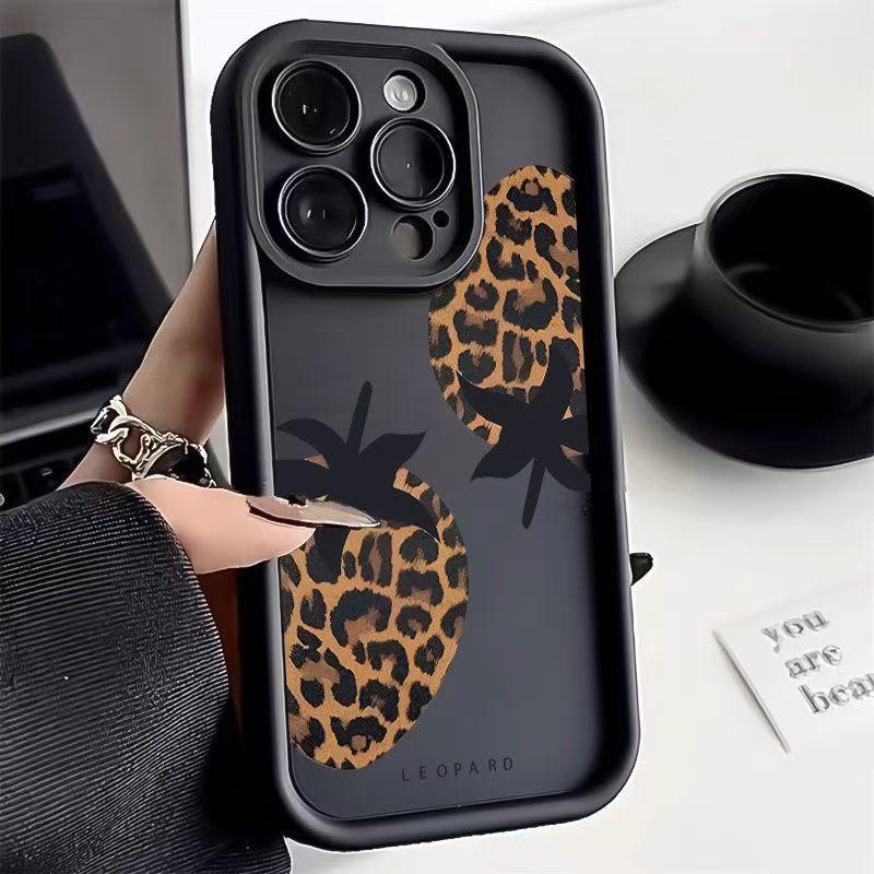 Husă Telefon Pentru Samsung Galaxy S25 Ultra S24 S23 FE S22 Plus A16 A54 A55 A35 A34 A33 A32 A15 A14 A13 A52 Imprimeu Căpșuni Leopard Modă Husă Spate