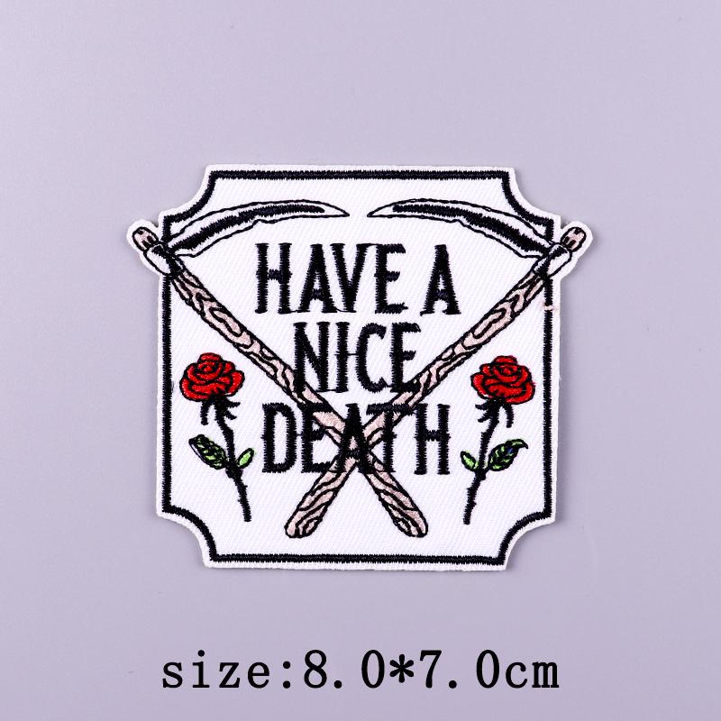 Punk Skull Patch Iron On Patches For Clothing Thermoadhesive Patches On Clothes Hippie Embroidered Patch For Clothes Hook Loop