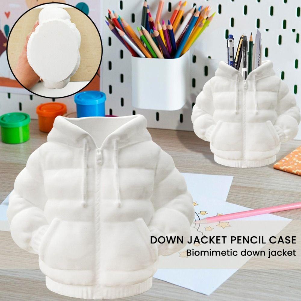 Puffer Jacket Design Desk Pen Holder Plastic Pen and Pencil Holder Cosmetic Brush Stroage  Student
