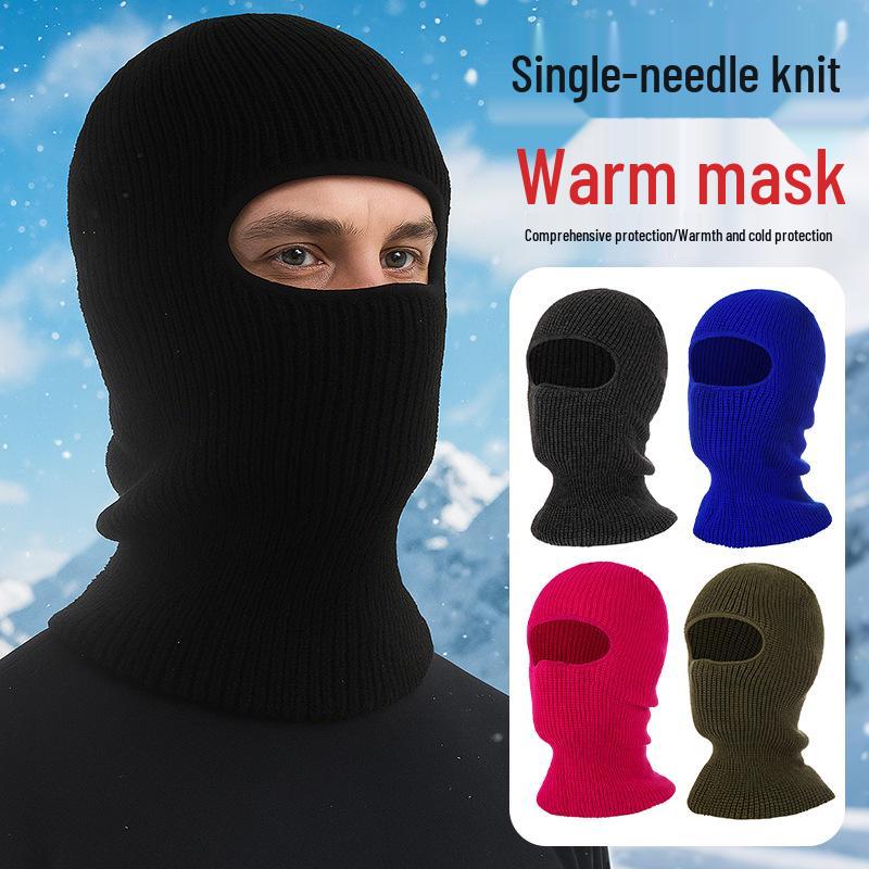 Multi-Purpose Thickened Knitted Cycling Hat with Double-Layer Mask and Neck Protection