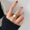 INS Style Oval Roman Arc White Shell Mother-of-Pearl Ring - 18K Gold-Plated Retro Titanium Steel