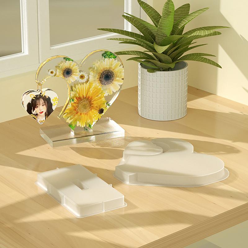 Duże Formy Żywiczne na Ramki do Zdjęć, Silikonowe Formy w Kształcie Serca do Żywicy Epoksydowej, Forma DIY do Ekspozycji Ramek na Zdjęcia, Unikalna Forma do Żywicy