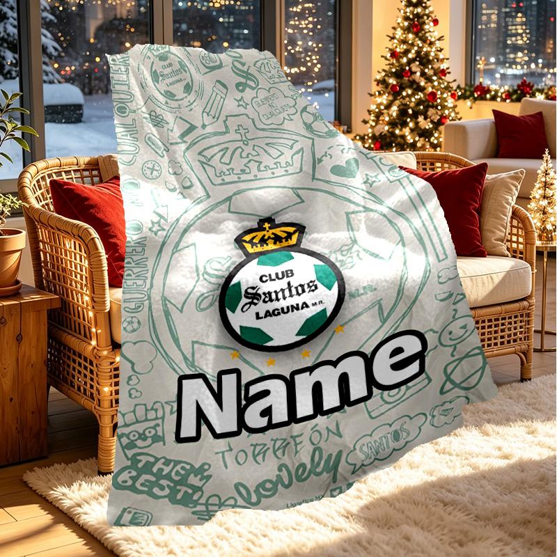 Custom Name Personalized Club Santos Laguna Print Blanket, Home Decor, Bedroom, Sofa, Camping, Couch, Gifts for Birthday ChristmasEnthusiasts