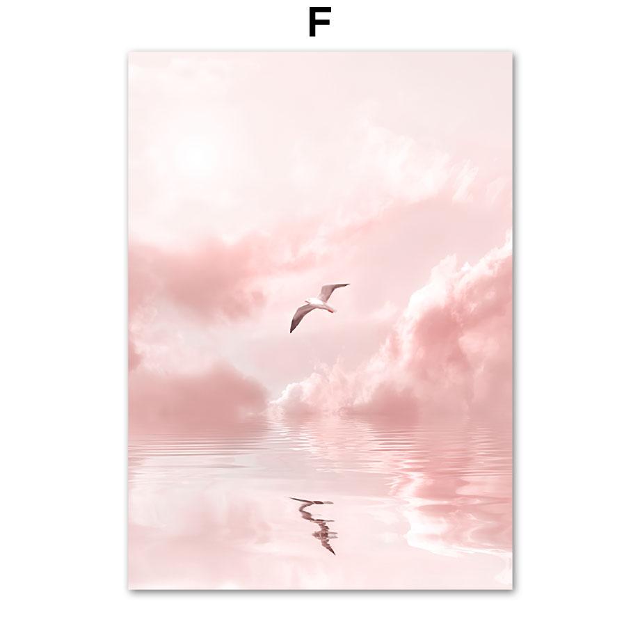 Oblak Tulipán Větrný mlýn Květ Jezero Pampeliška Rákos Pták Nástěnná Umělecká reprodukce Obraz na plátně Severský plakát Dekor Obrazy do obývacího pokoje