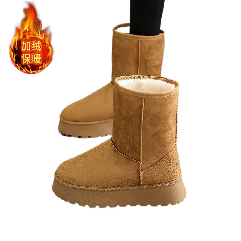 Thick-soled Snow Boots Winter Velvet Thickened Large Cotton Shoes Medium Tube Casual Soft-soled Short Boots