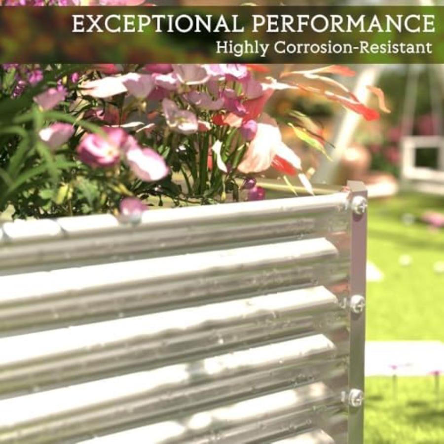 2pcs Tall 8x3x1.5ft Galvanized Raised Garden Bed Outdoor Steel Garden Bed for Vegetables Above Ground Garden Box for Flowers Me