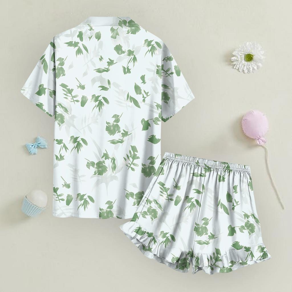 Children's Home Clothes Pajamas Set Short-sleeved Top Shorts Two-piece Set Outer Wear Play Cardigan Clothes