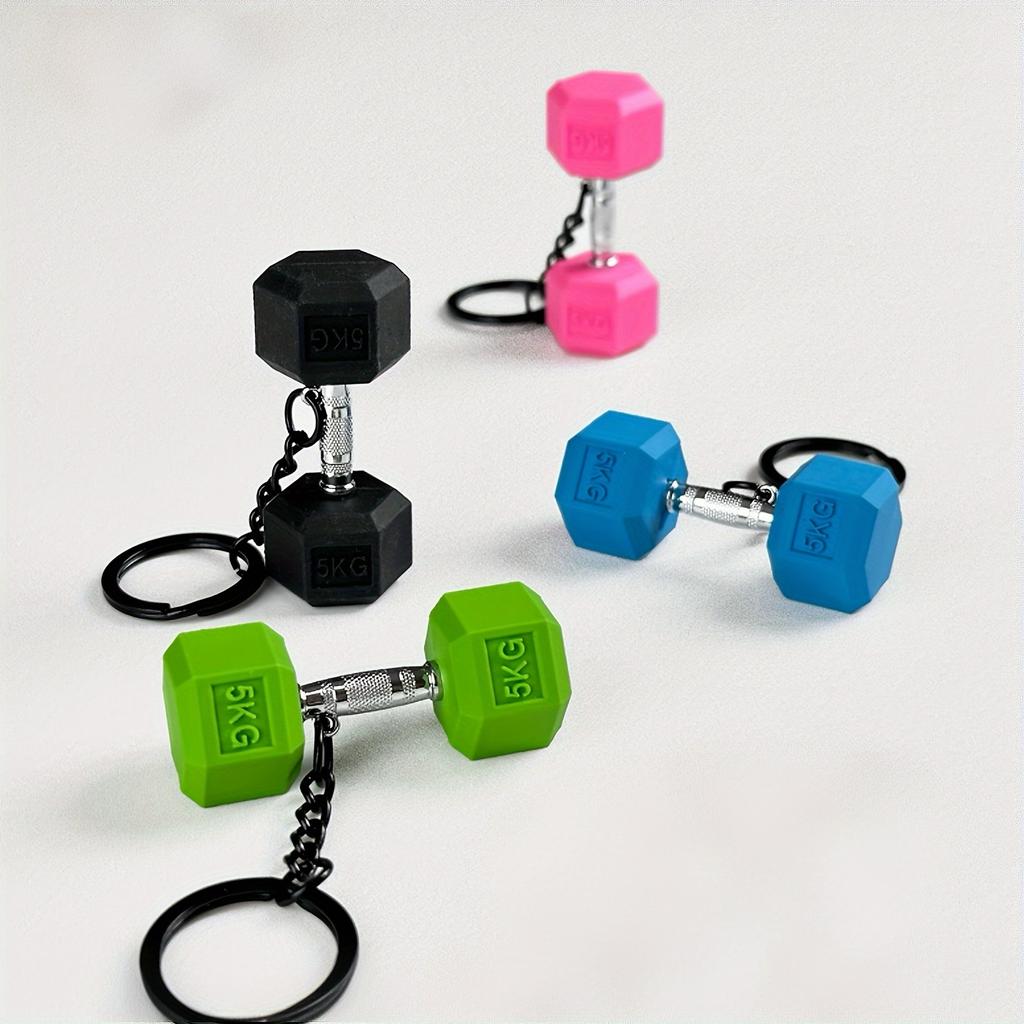Mini Dumbbell Keychain Set with Silicone Fitness Key Ring, Sports Theme, Detachable Ring Closure, PVC Material - Perfect Party & Christmas Gifts