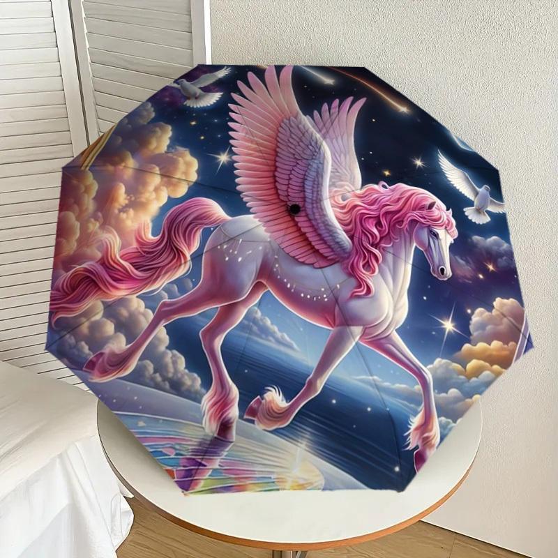 

1pc Pegasus in Starlit Sky Umbrella with Plastic Handle,Suitable for All Seasons Home Travel Outdoor UmbrellaDD772
