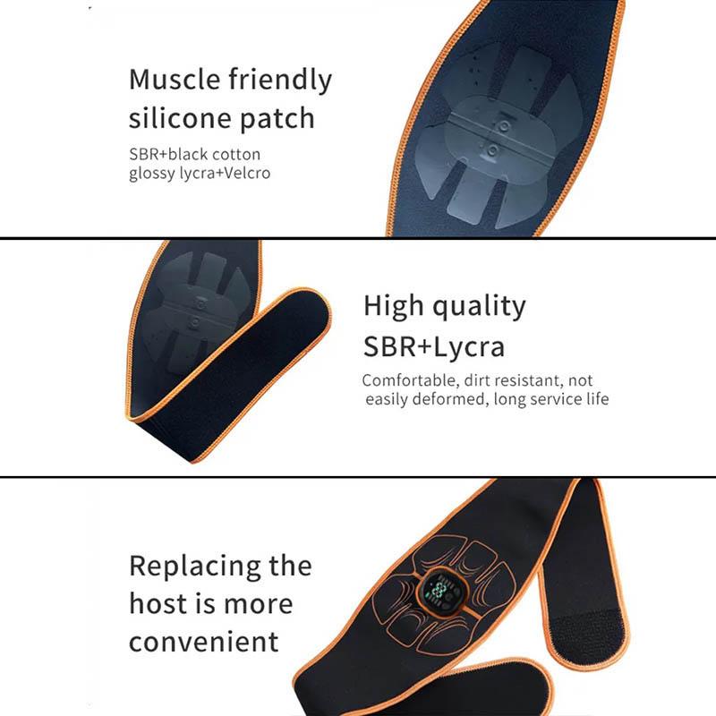 Vibrasjon ABS Muskelstimulator Abdominal EMS Trener Elektrostimulering Hjemmetreningsutstyr Treningsmassasjeapparat USB Oppladbar