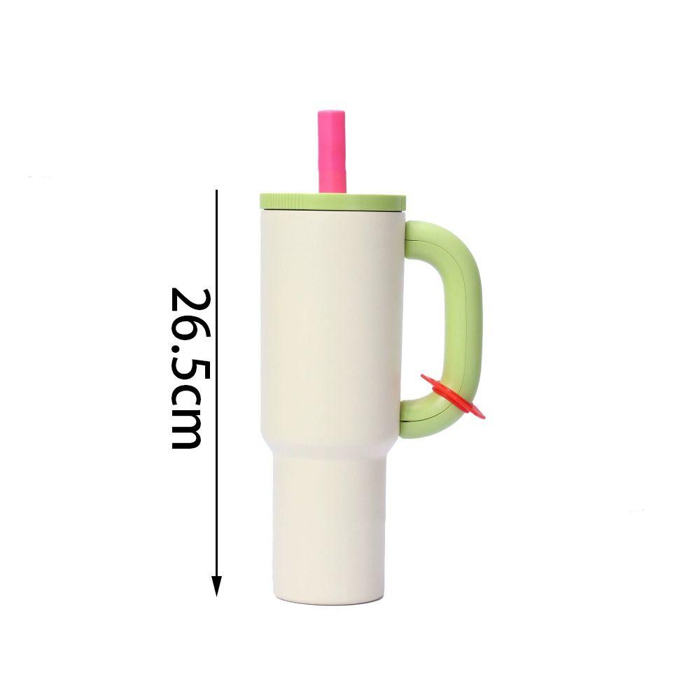 New Dopamine Vacuum Straw Cups Double-layer Large Capacity Straw Insulated Ice Cup Stainless Steel Portable Insulated Cup