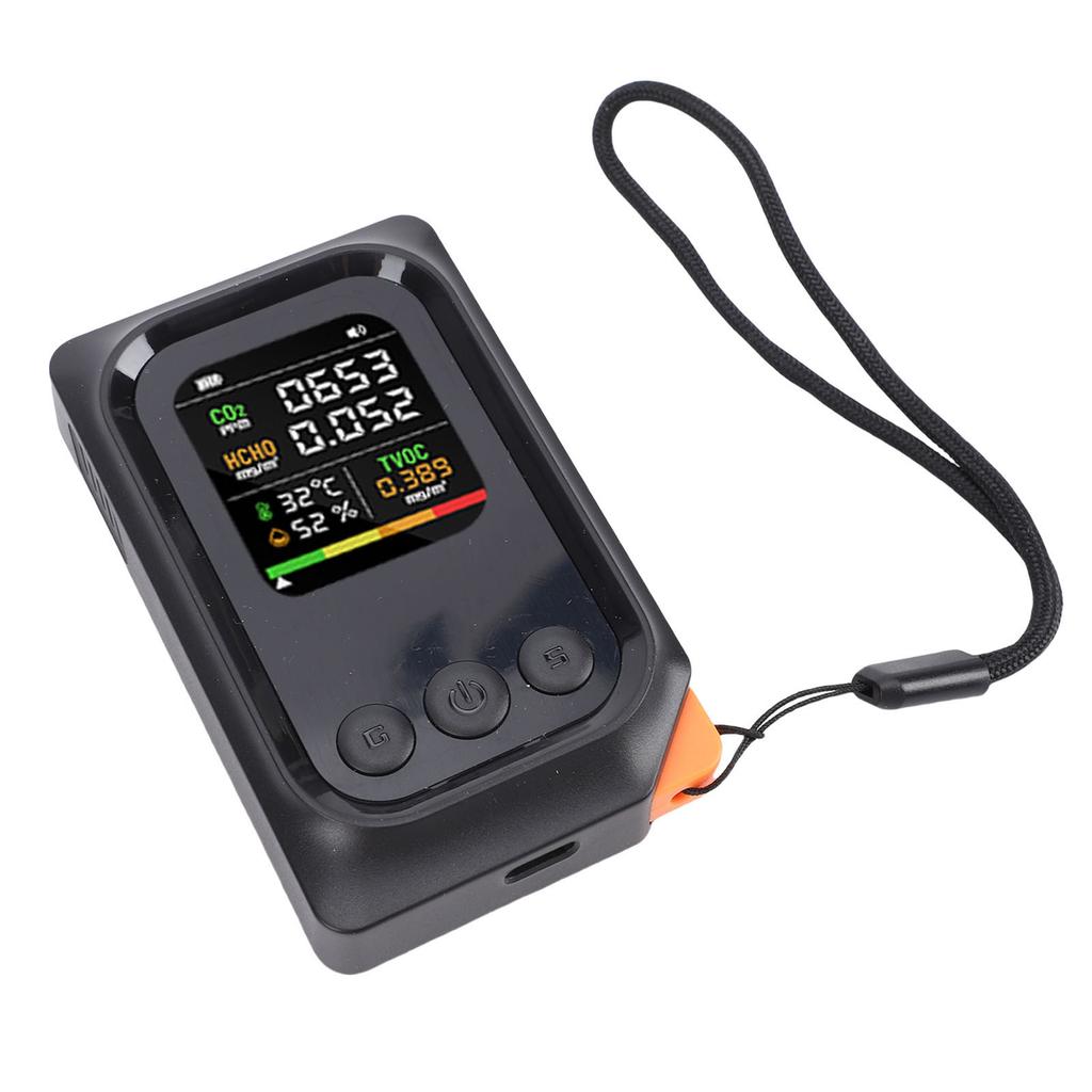 Air Quality Detector 5 In 1 CO2 TVOC HCHO Temp Humid Smart Tester Portable Rechargeable Compact