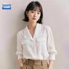 Women's White Chiffon 3/4 Sleeve Business Casual Shirt