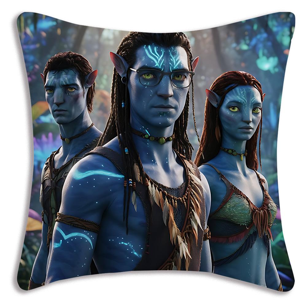 Movie Avatars W-Water Way Pillow Covers Cartoon Sofa Decorative Home Double-sided Printing Short Plush Cute Cushion Cover