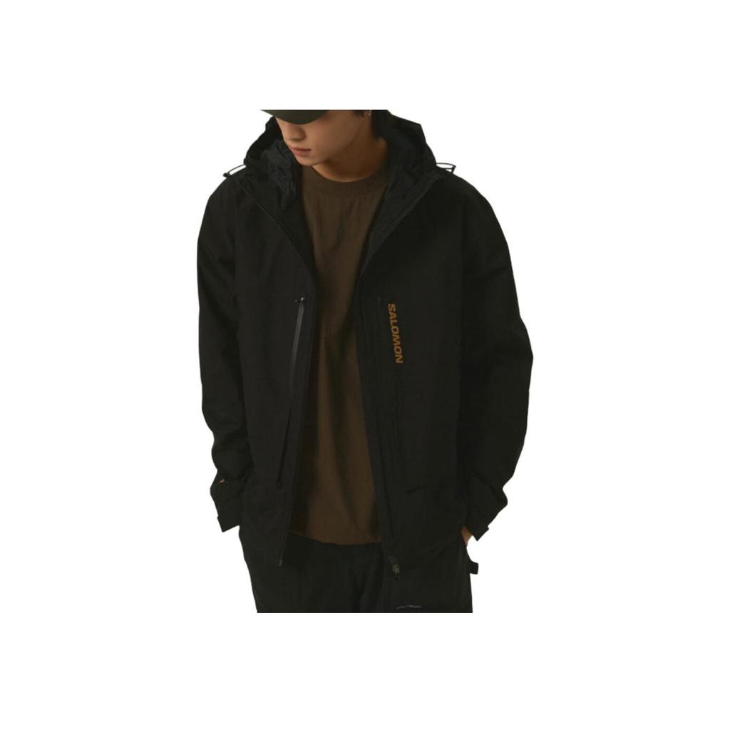 Salomon Peak Gtx Fashion Letter Waterproof Hooded Long Sleeve Jacket Men jackets Black LC3006600