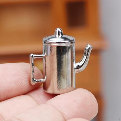 1/12 Dollhouse Mini Coffee Pot Kitchen Appliance Simulation Teapot Miniature Tea Kettle Model for
