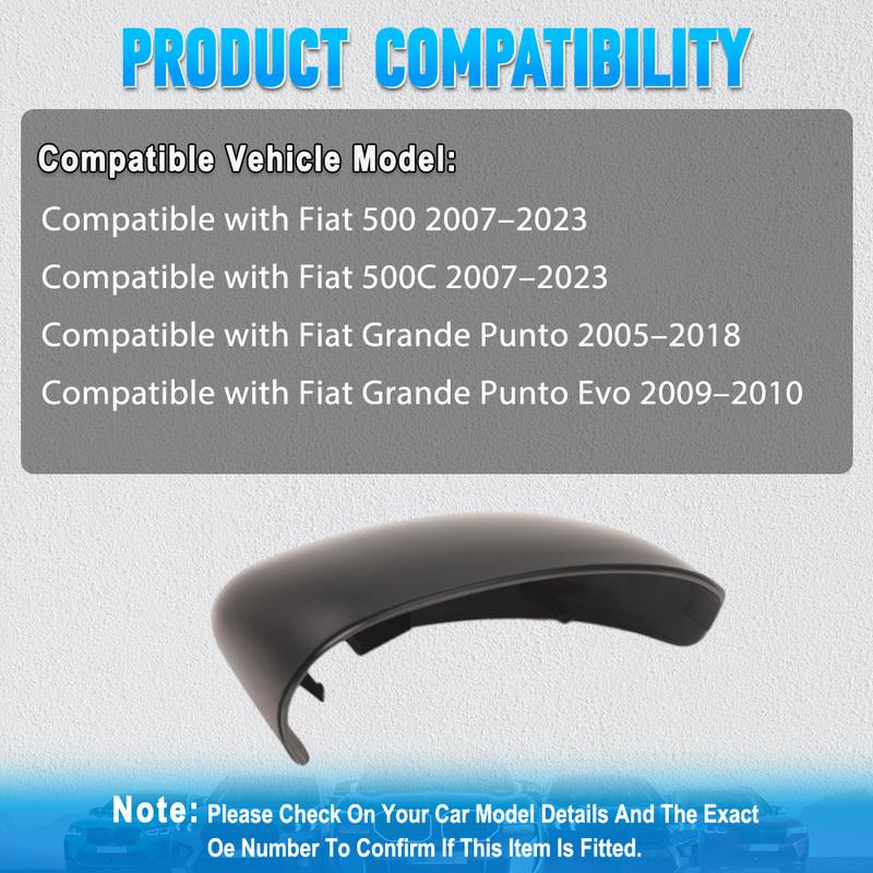 Car Left / Right Side Wing Rearview Mirror Cover Cap 735571778 735452186 for Fiat 500 500C 2007– Grande Punto 2005–2018