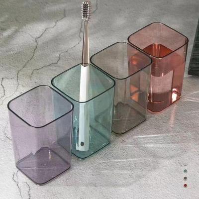 Transparenter quadratischer Plastik-Zahnputzbecher - Leichter Luxus-Stil für Studenten und Paare