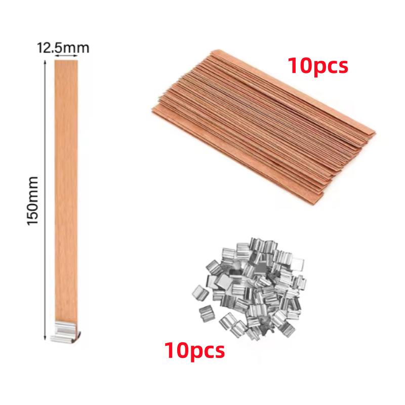10/30pcs Wooden Candle Wick Set With Clip Base Smokeless Candle Wicks for DIY Paraffin Candle Jar Making Candle Making Supplies